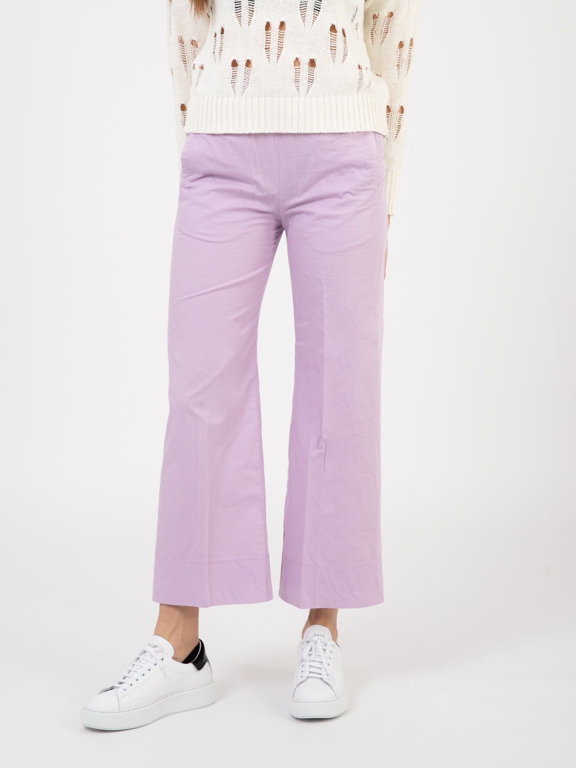 Pantaloni Penny in tela supima soft lilac