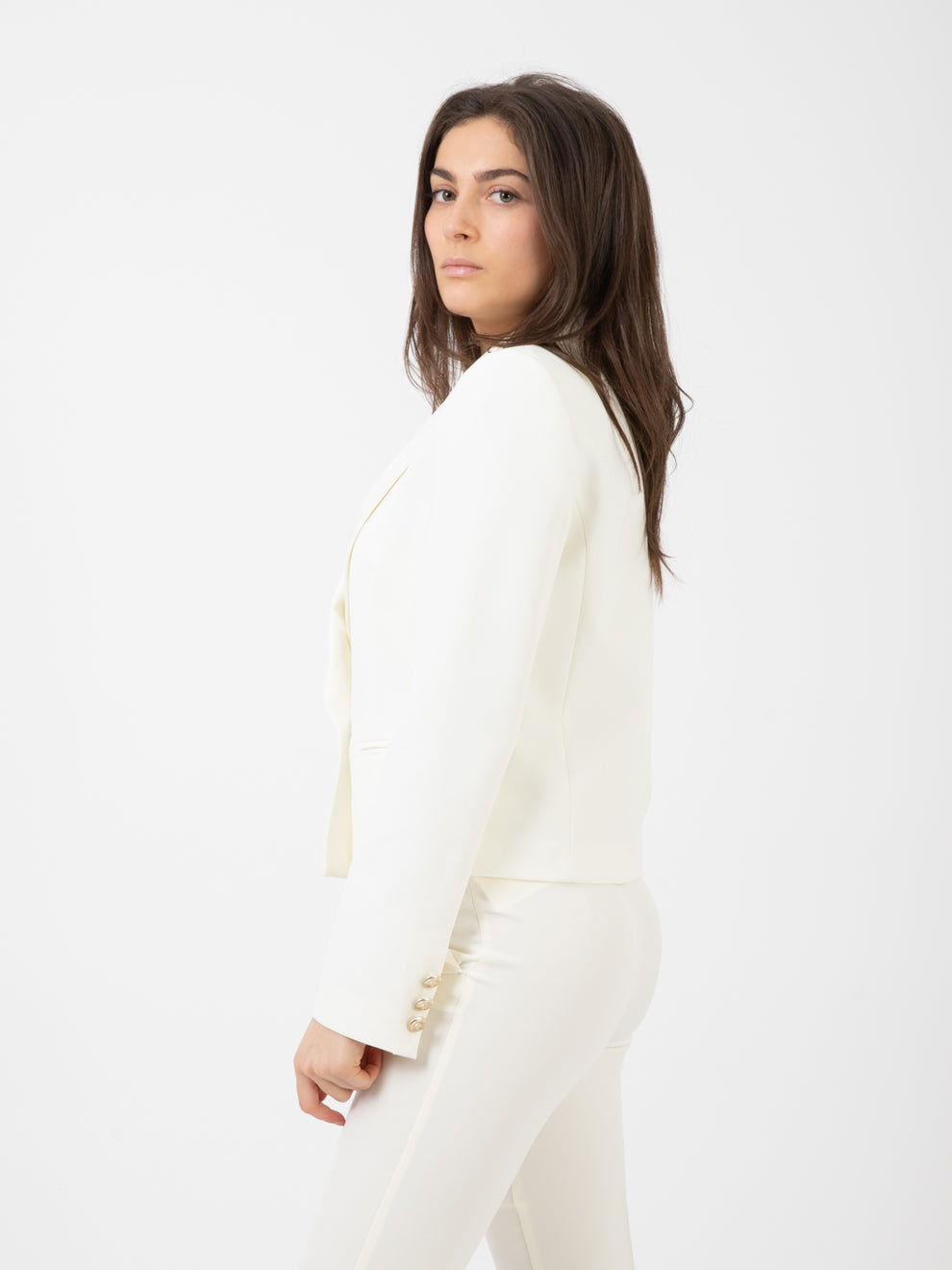 Blazer corto doppiopetto naturale