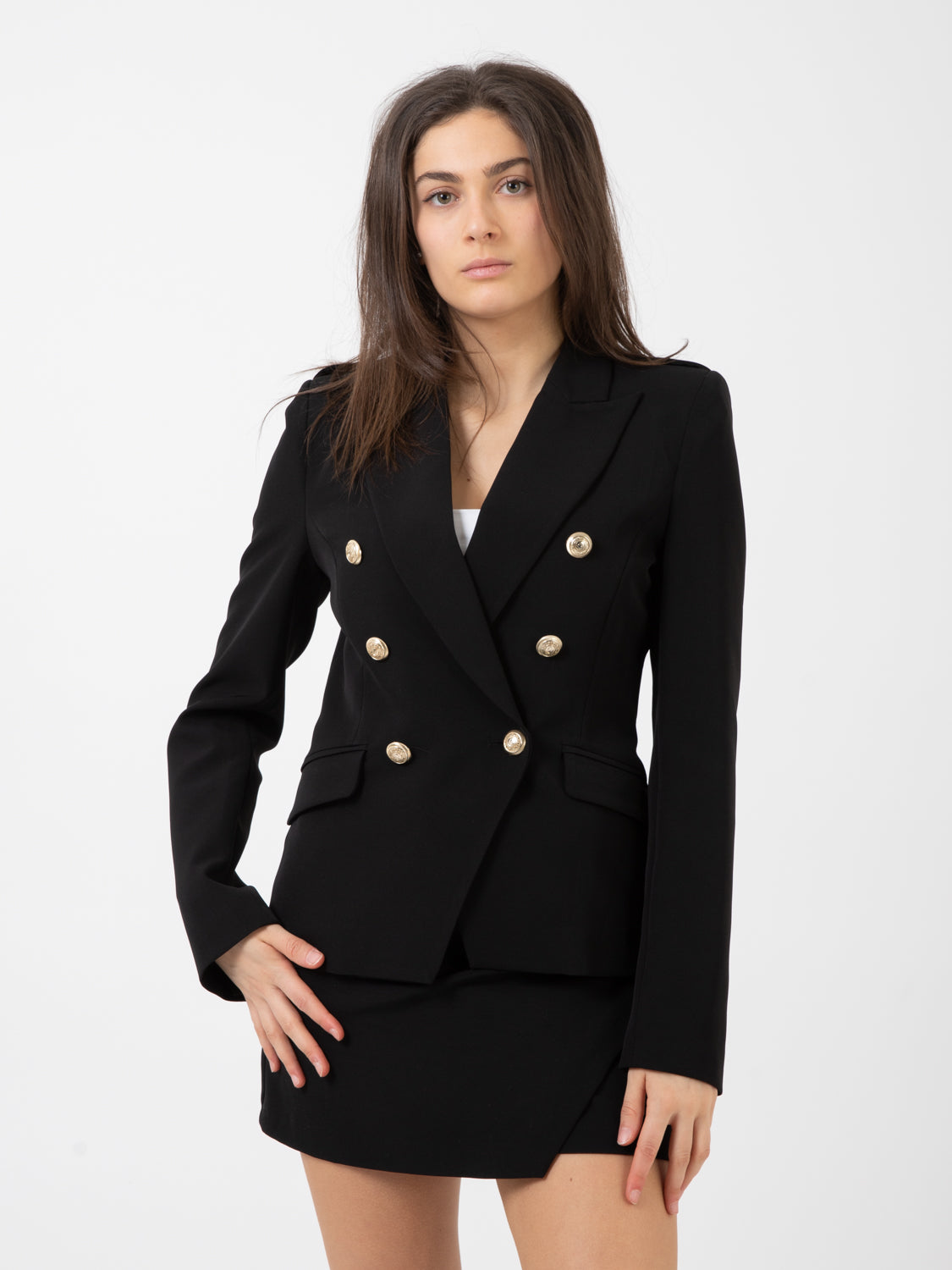 Blazer corto doppiopetto nero