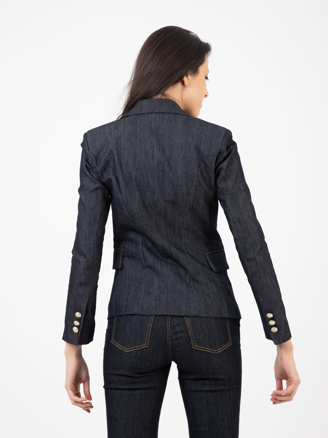 Blazer doppiopetto blu denim