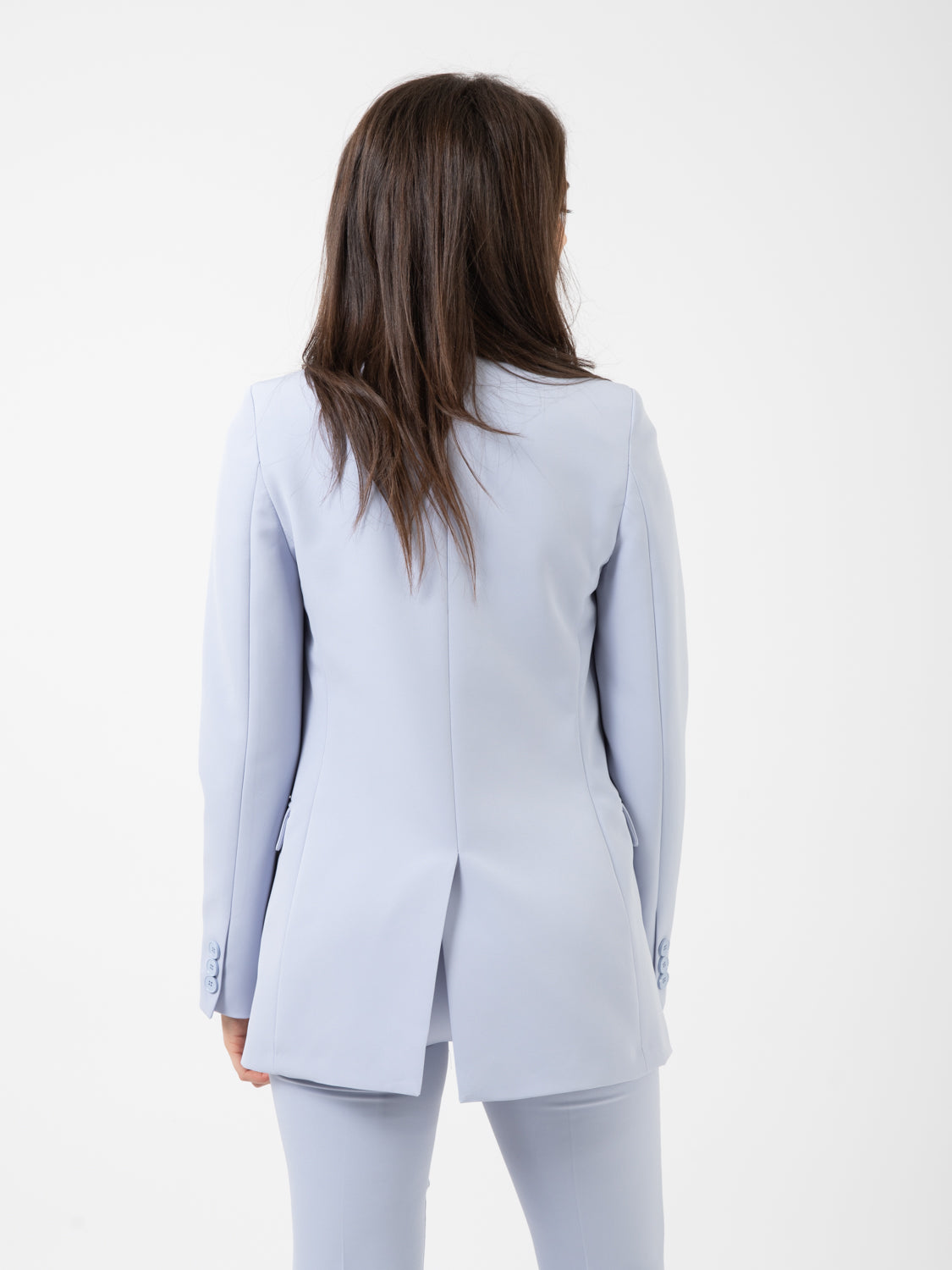 Blazer lungo monopetto azzurro polvere