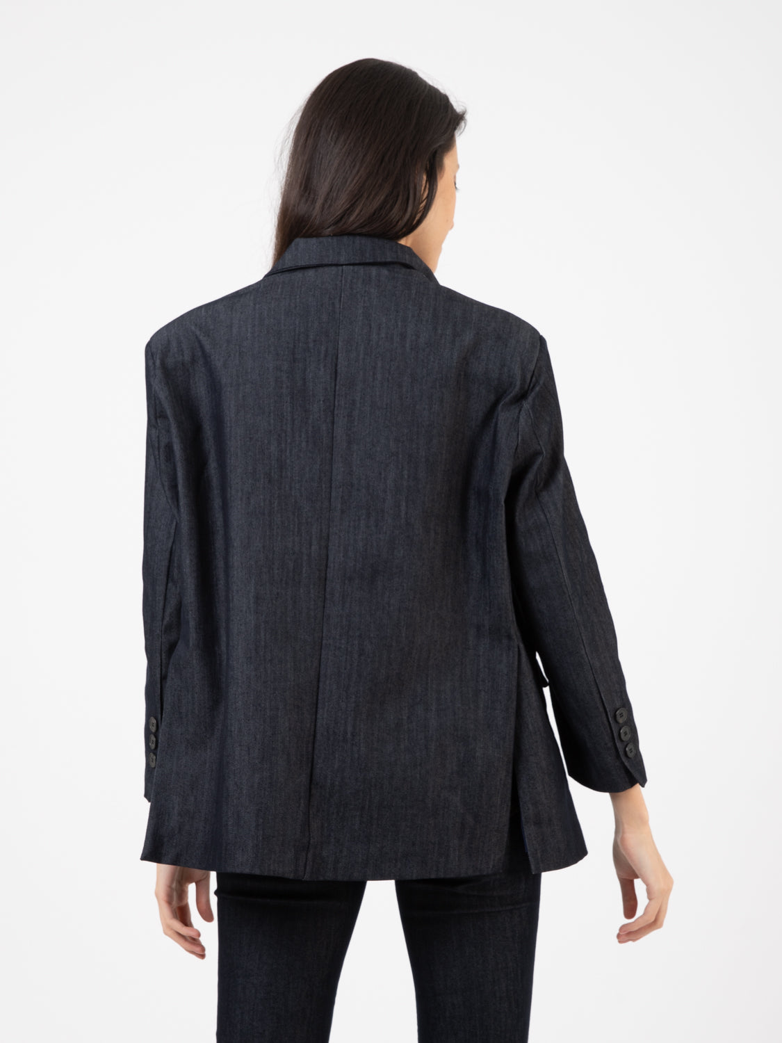 Blazer monopetto blu denim