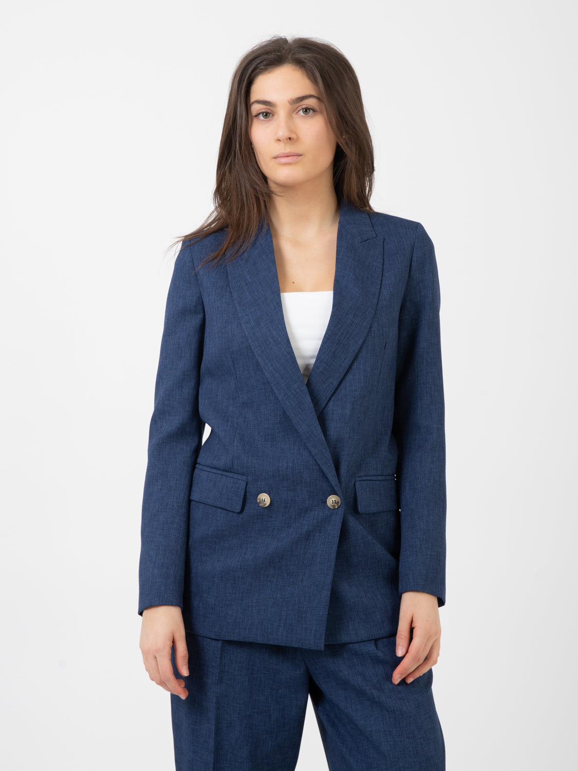Giacca lunga doppiopetto blu