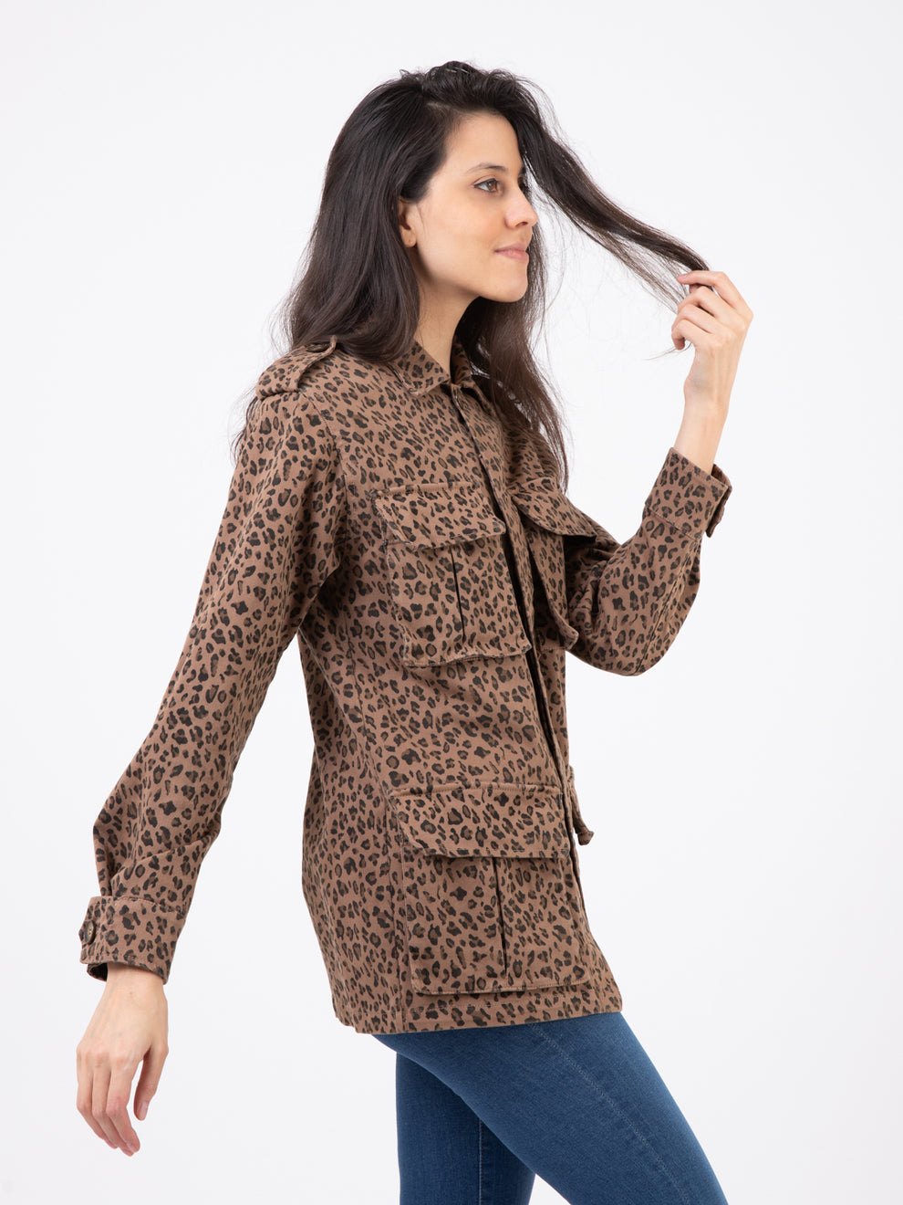 Giacca utility fantasia leopardata biscotto