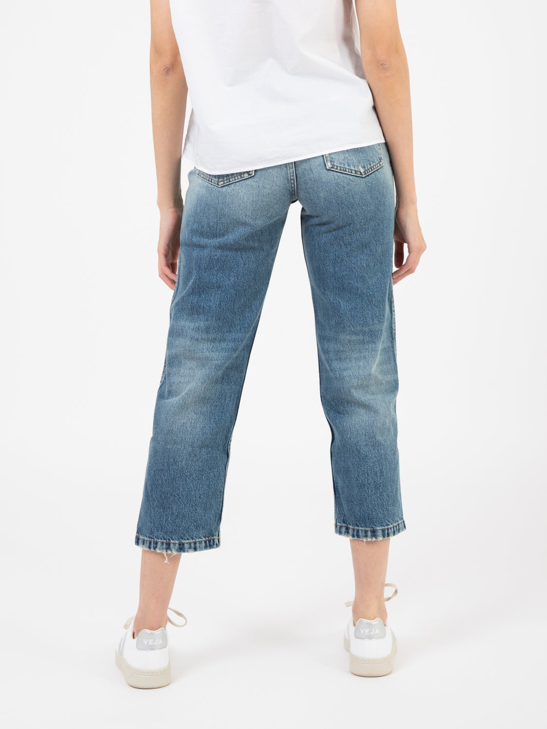Jeans Straight Cropped denim medio chiaro