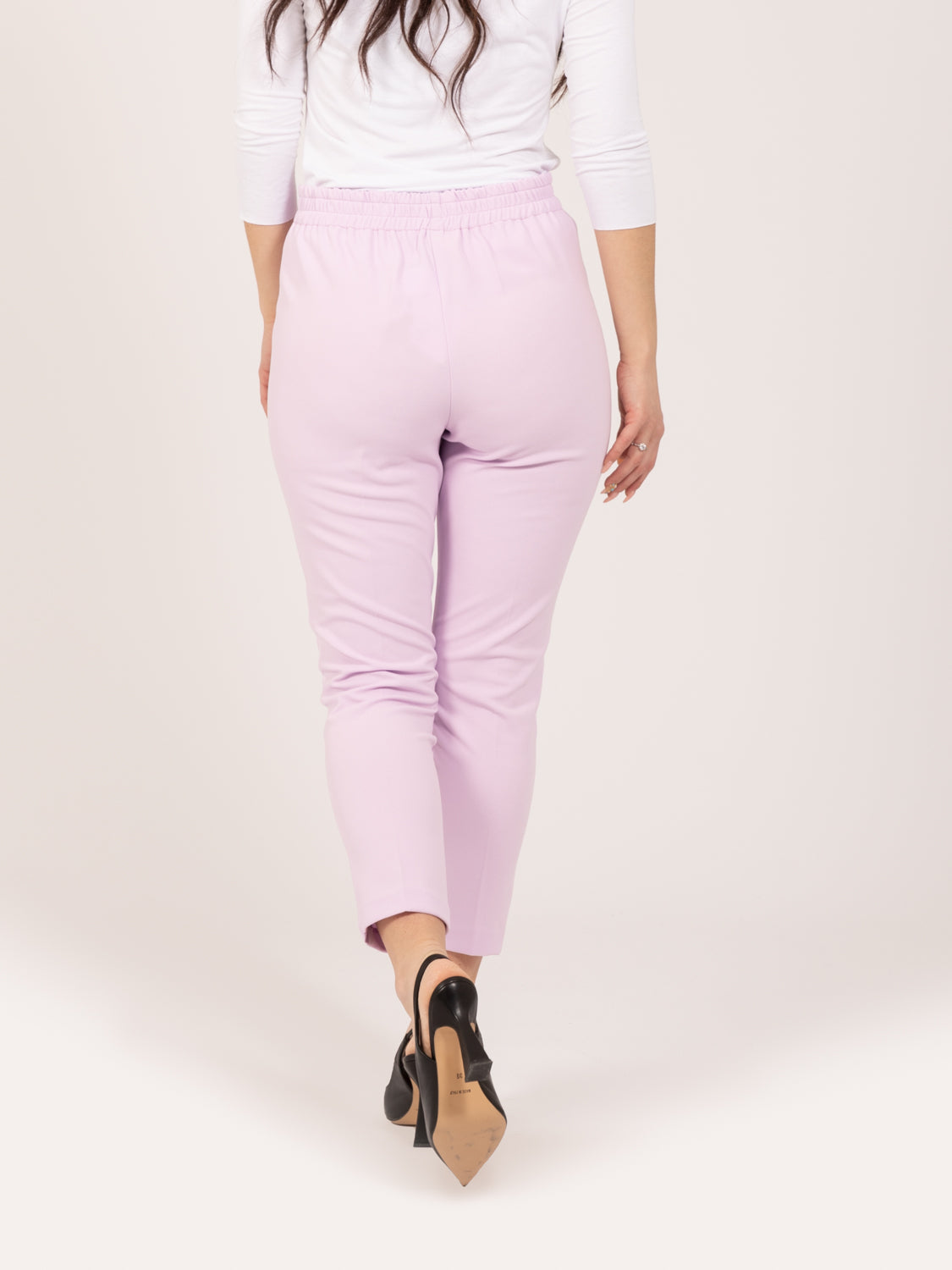 Lilac trousers with satin side bands