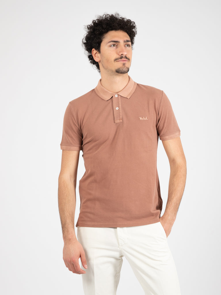 WOOLRICH - Polo Mackinack in pichet di cotone brown heather