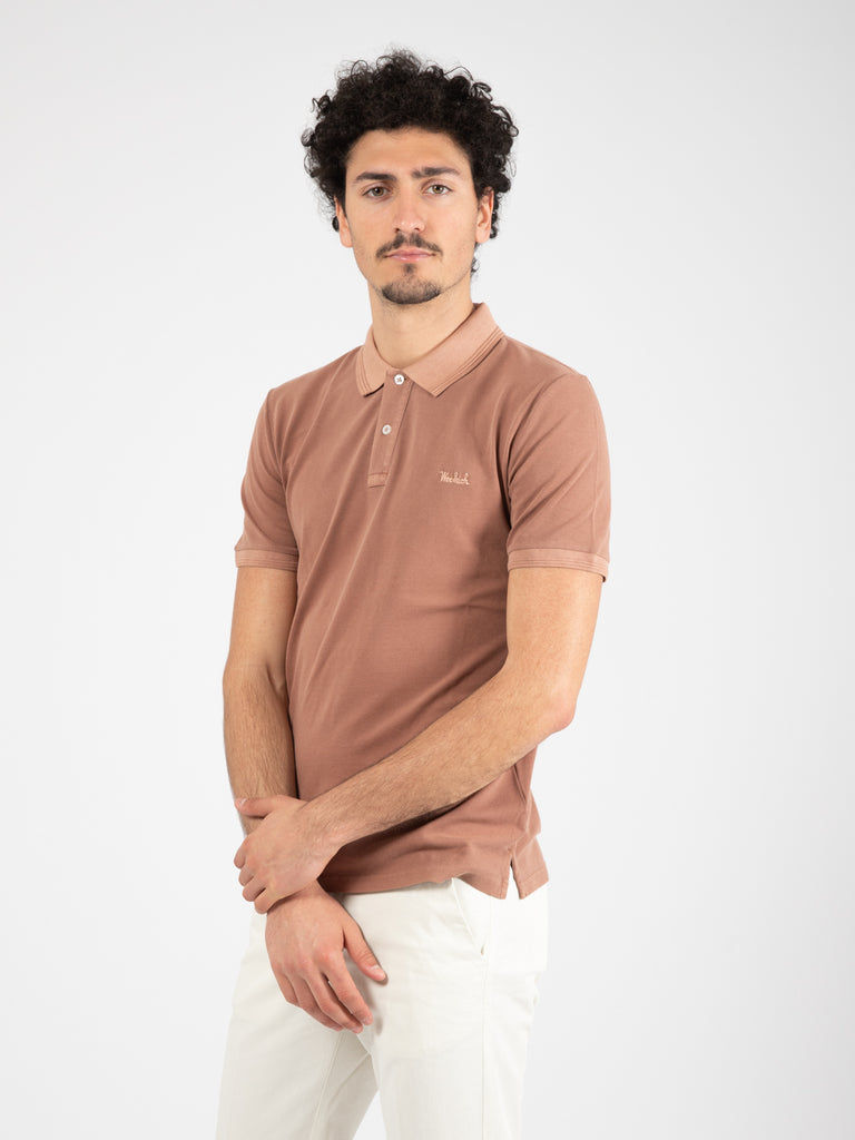 WOOLRICH - Polo Mackinack in pichet di cotone brown heather