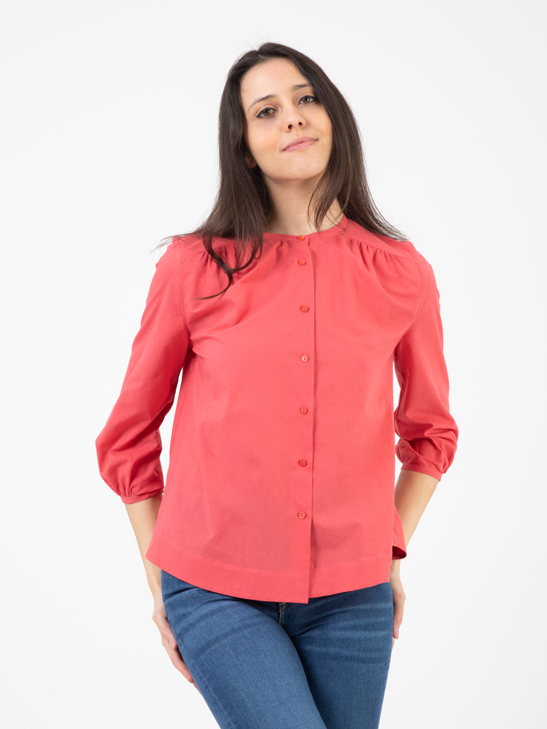 Camicia Bea mussola ciliegia