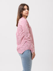 XACUS - Camicia coreana Marvi righe bianco / rosa