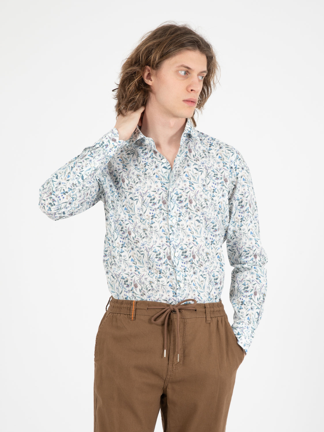 Blue floral patterned shirt