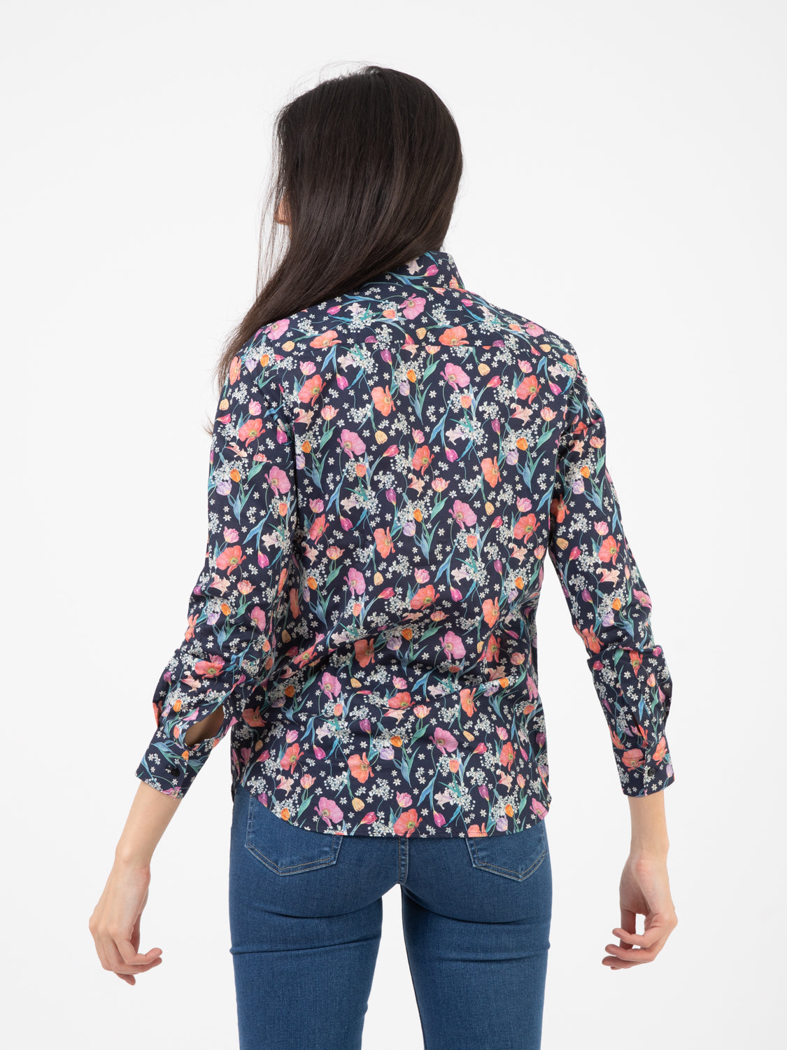 Camicia Pina fantasia fiori blu