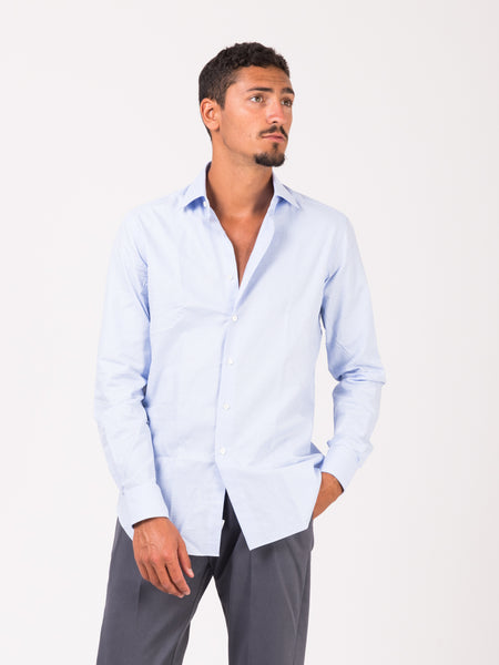 Camicia supercotone tailored pied-de-poule bianco / azzurro