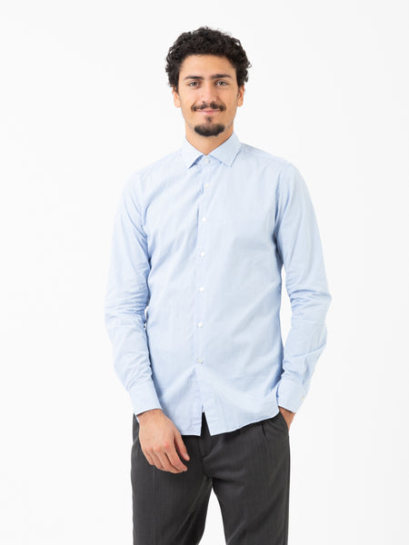 Camicia supercotone tailored righe bianco / azzurro