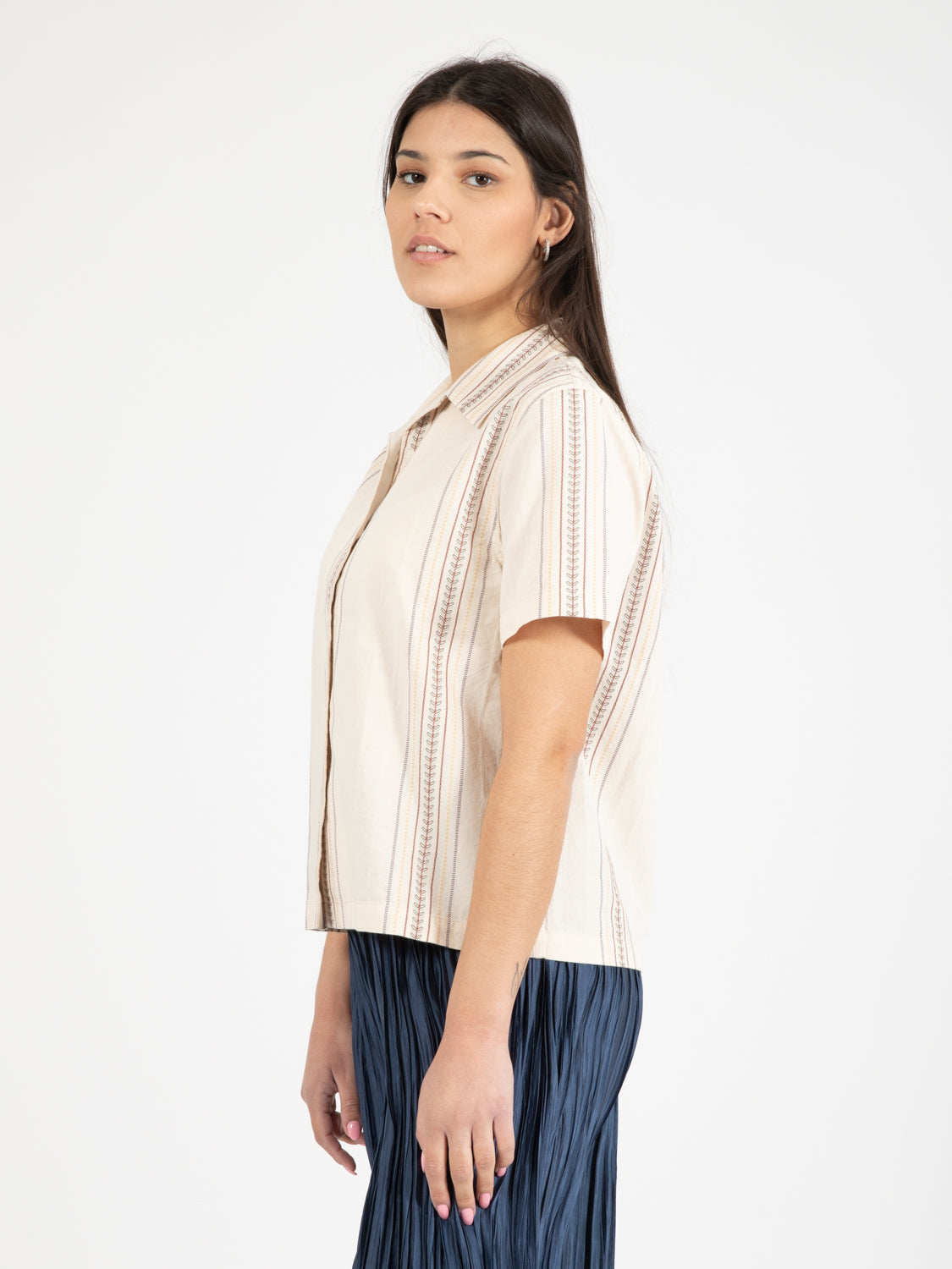 Ecru jacquard cotton shirt