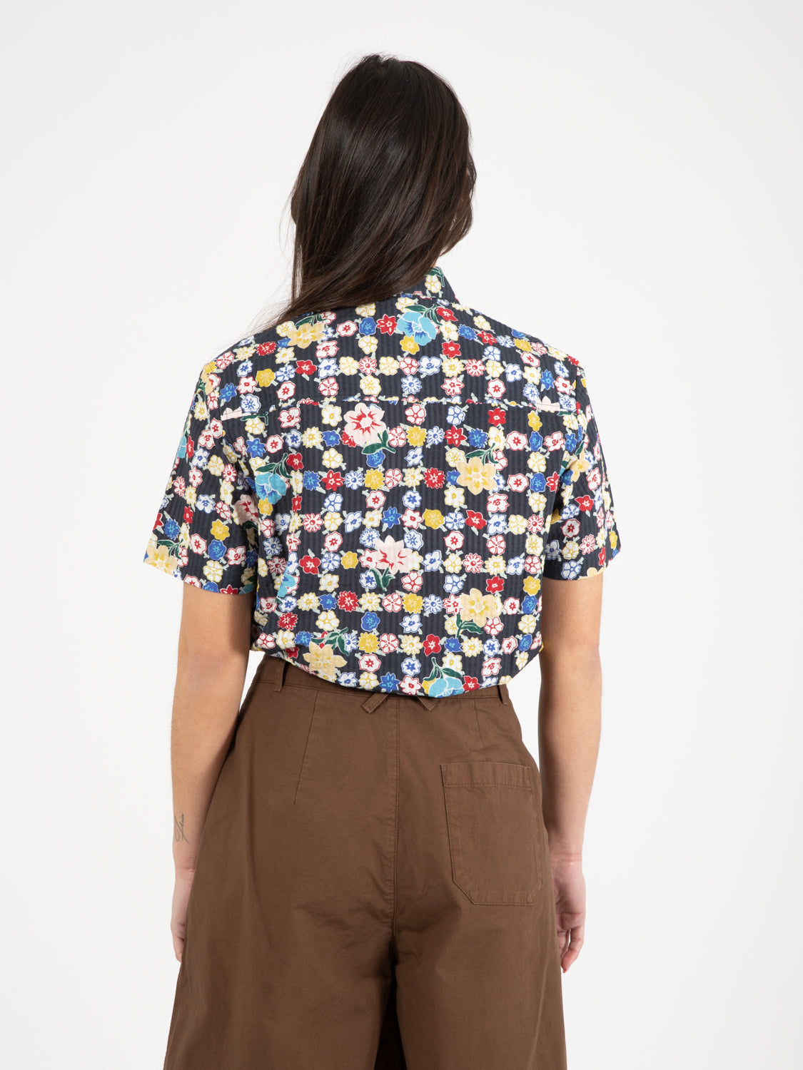 Seersucker Shirt with Multi Floral Print