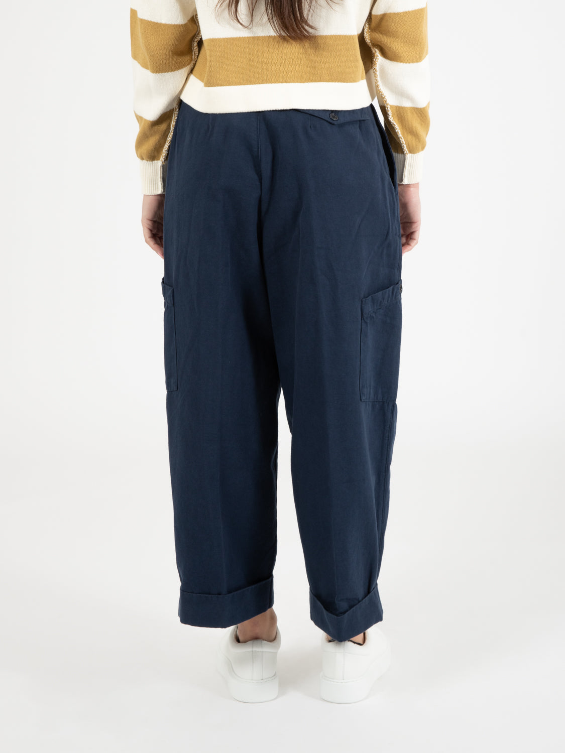 Grease Cotton Hopsack Pants Navy