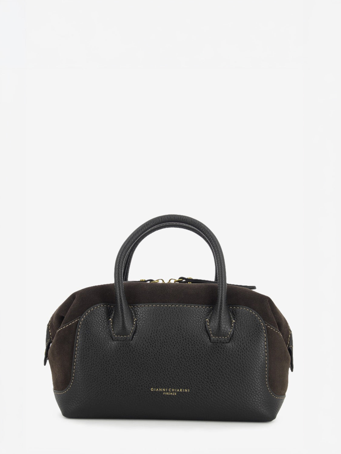 Borsa in pelle e suede Gemma nero / moka