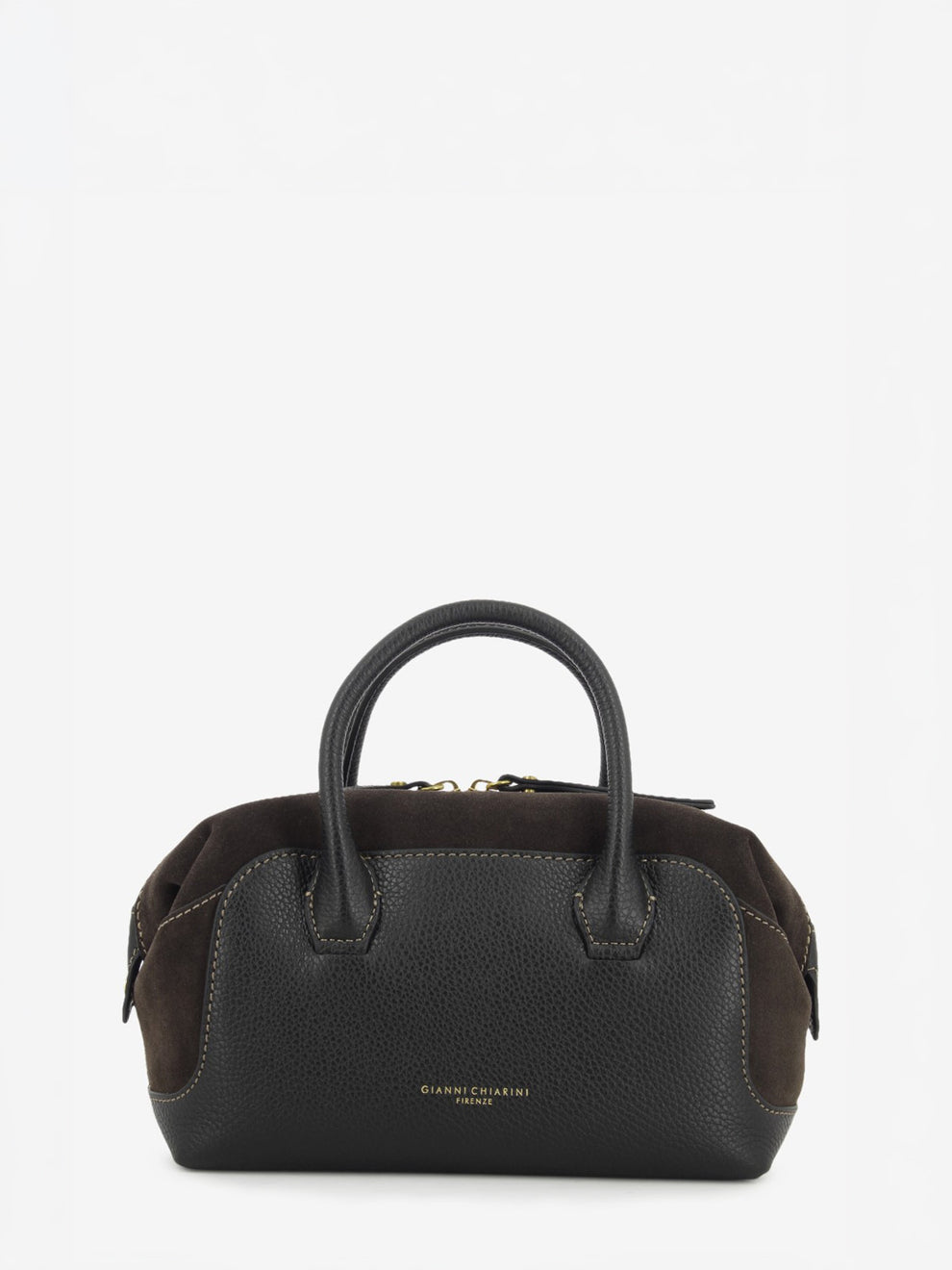 Borsa in pelle e suede Gemma nero / moka