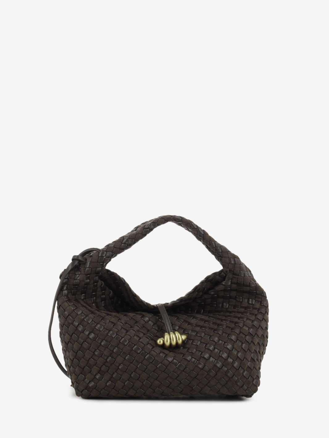 Borsa in pelle e tessuto Aurelie espresso