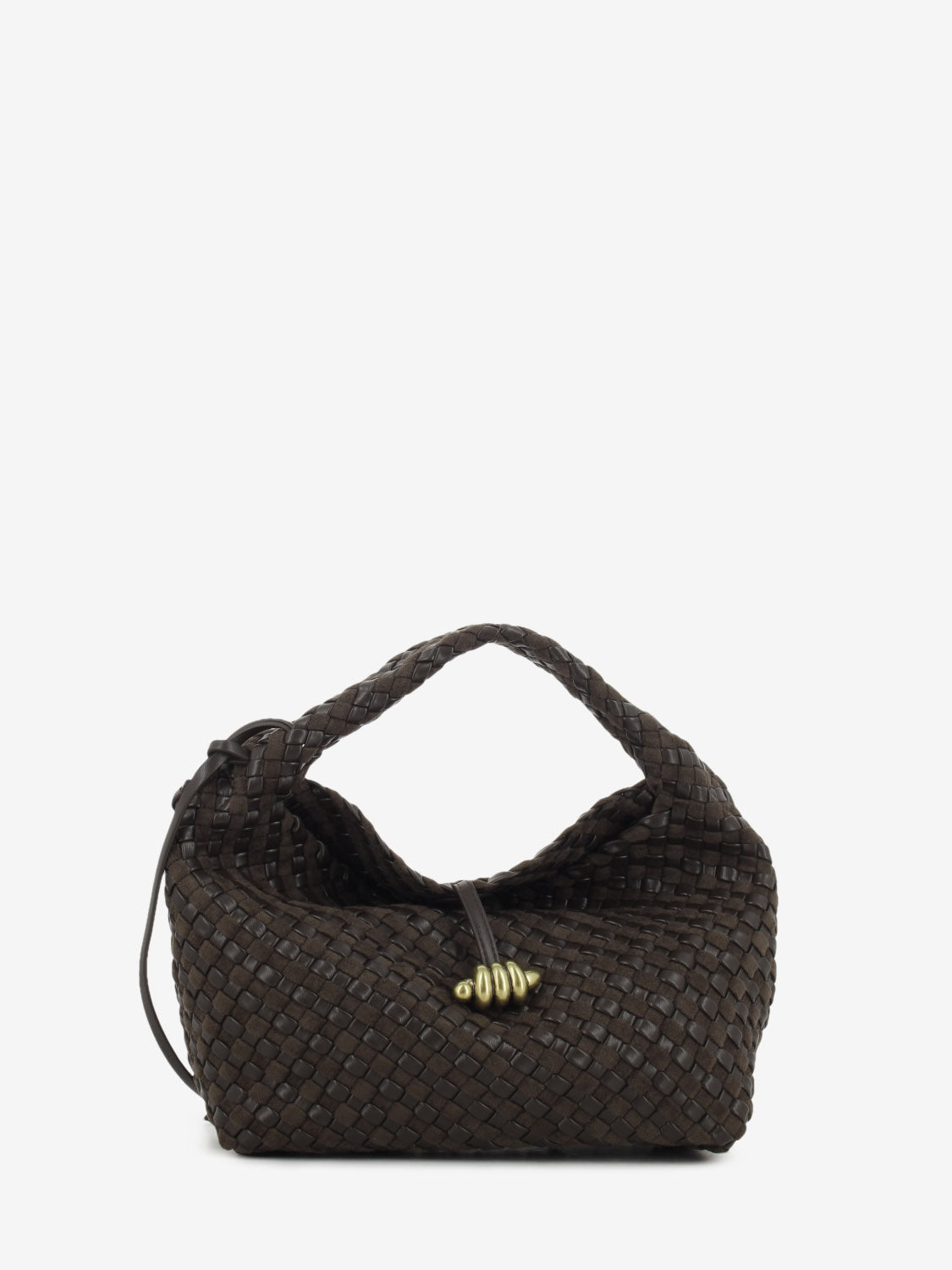 Borsa in pelle e tessuto Aurelie espresso