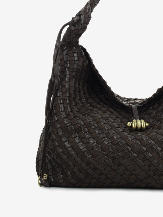 Borsa in pelle intrecciata Aurelie espresso