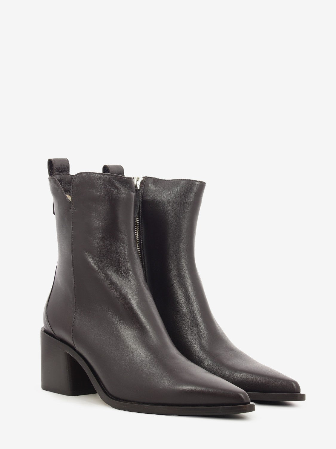 Tronchetto in pelle con zip coffee