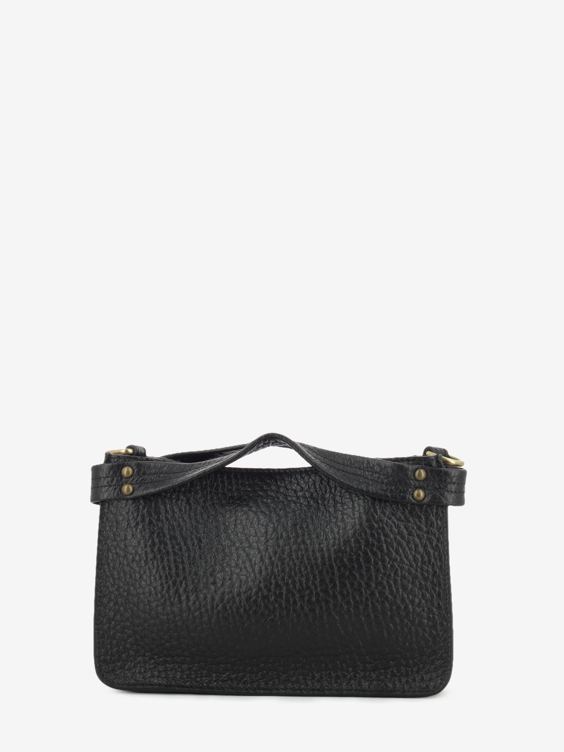 Borsa a tracolla in pelle martellata nera