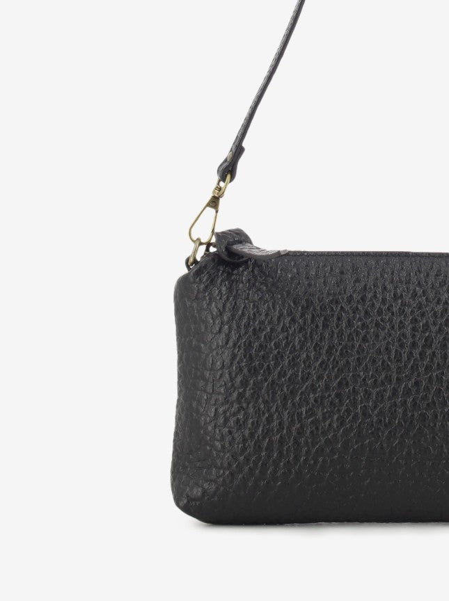 Pochette in pelle martellata nera