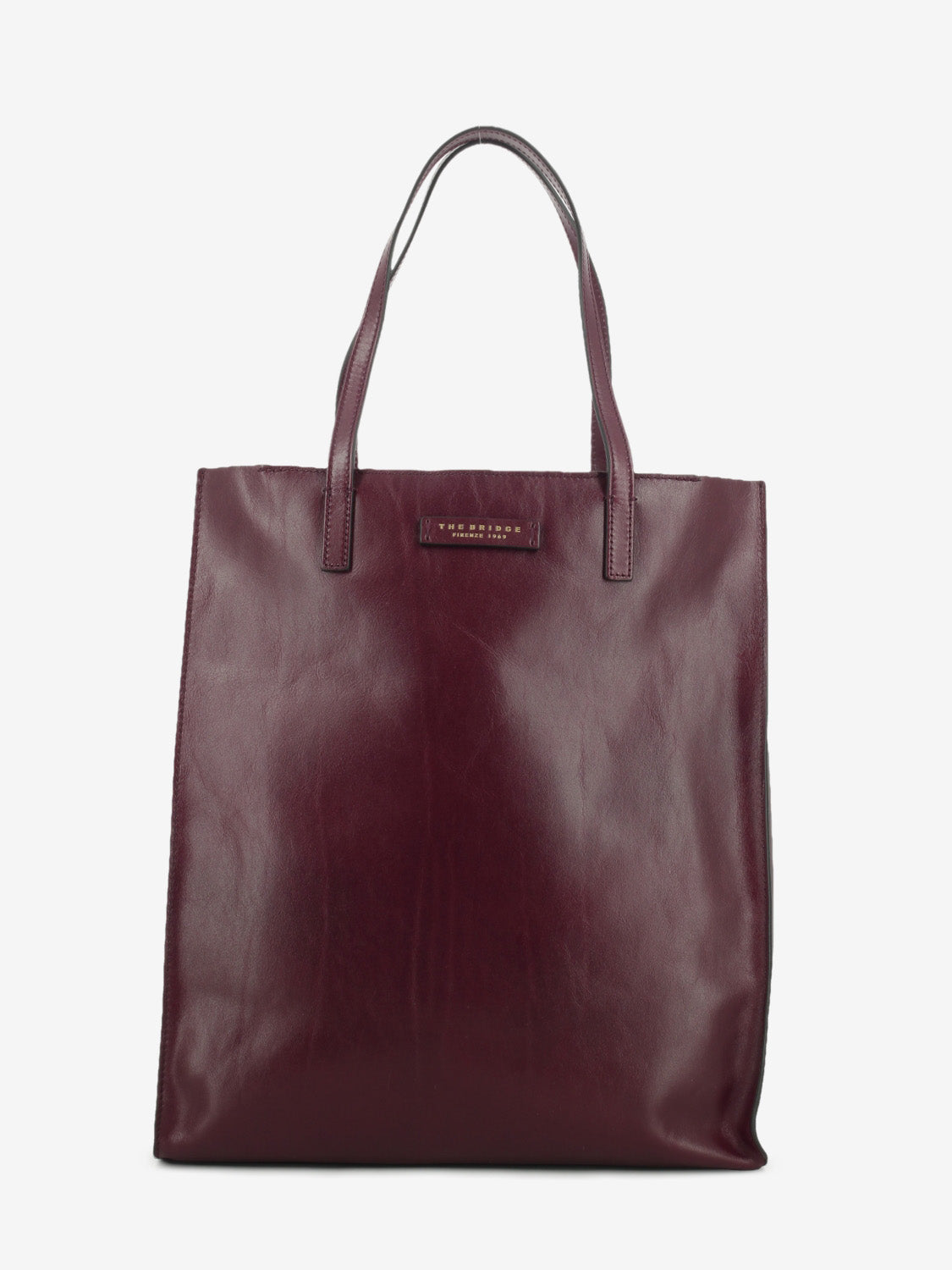 Shopper in pelle barolo / oro