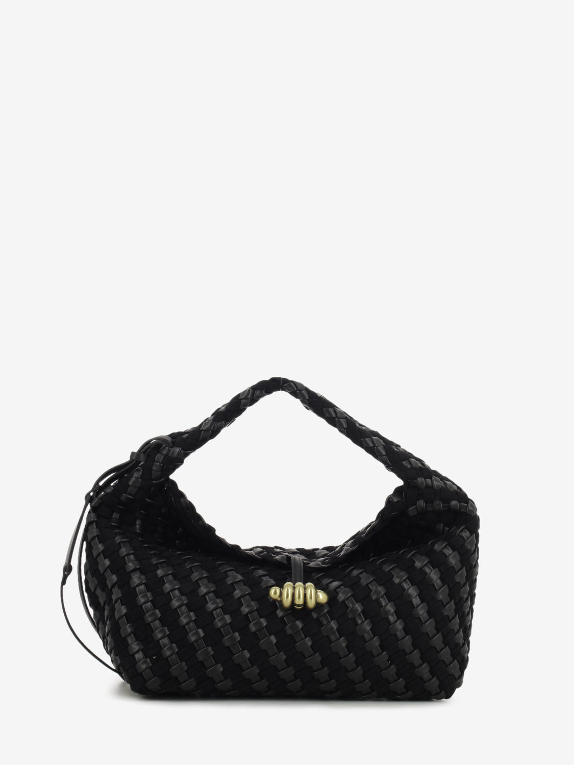 Borsa in pelle e tessuto Aurelie nero