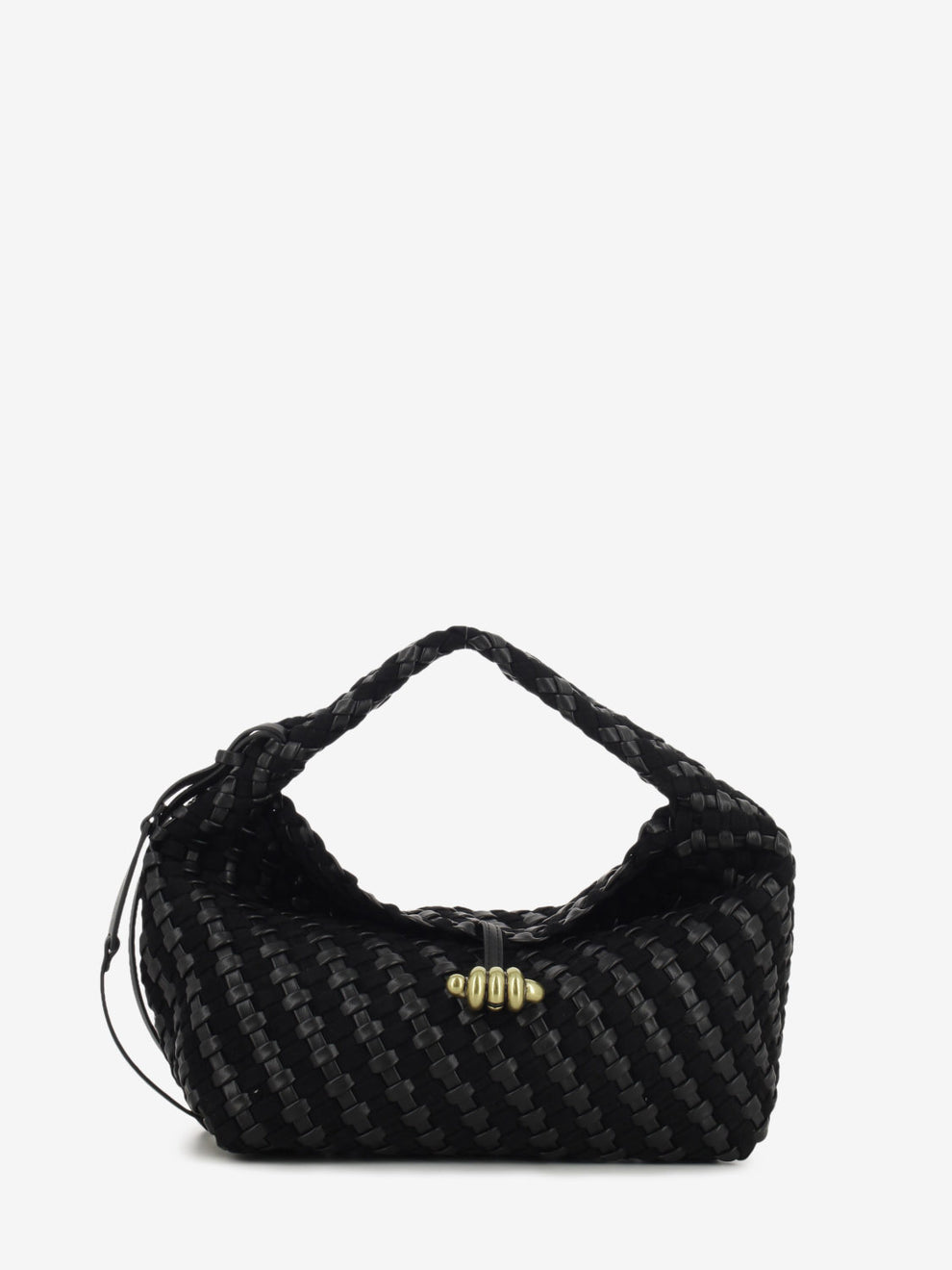 Borsa in pelle e tessuto Aurelie nero