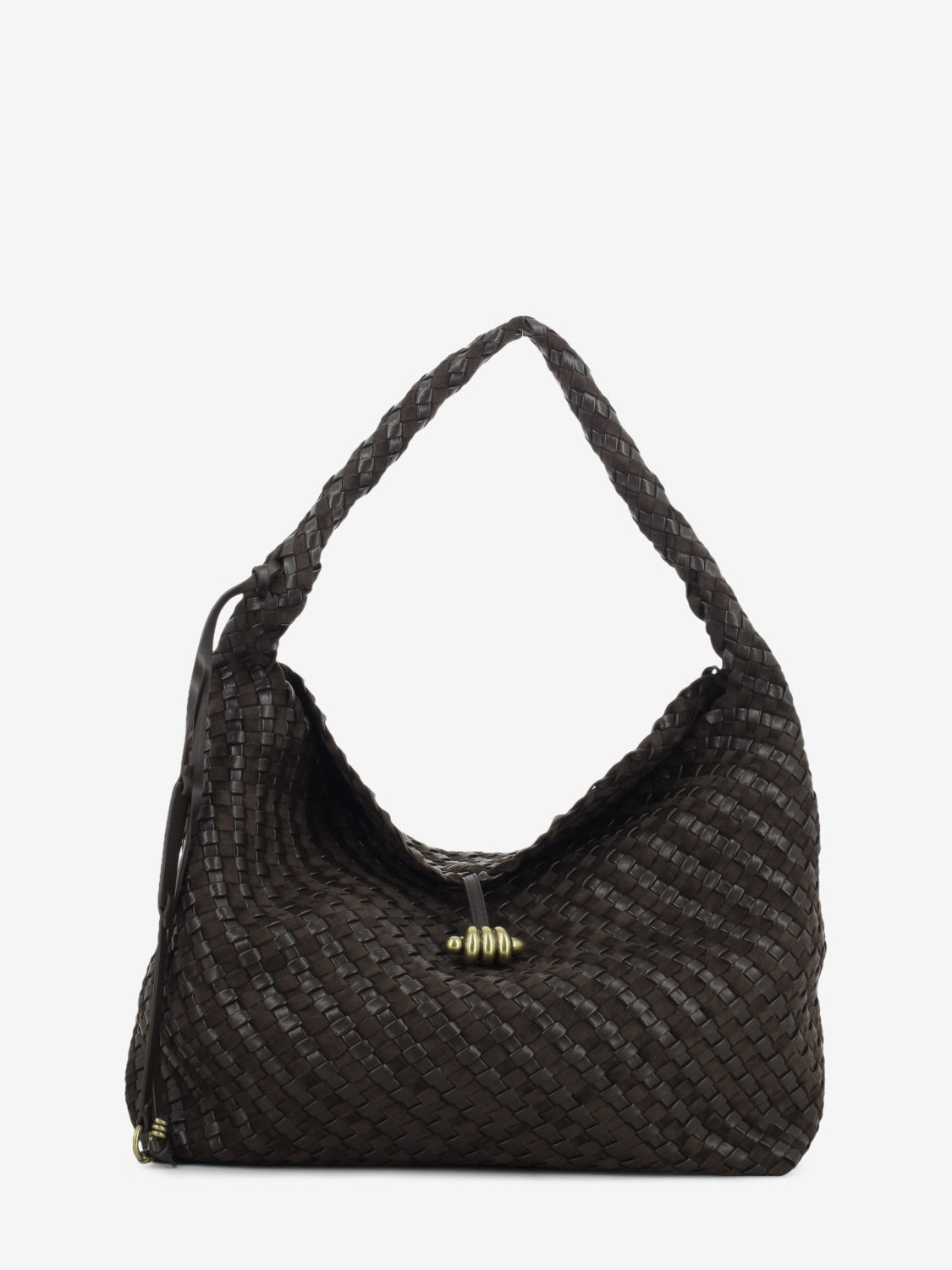 Borsa in pelle intrecciata Aurelie espresso