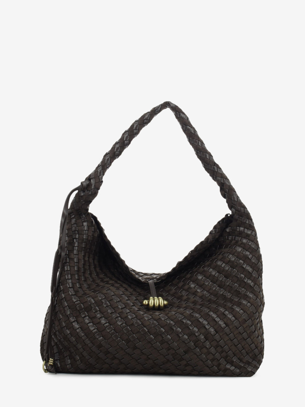 Borsa in pelle intrecciata Aurelie espresso