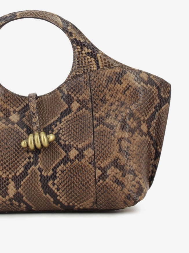 Borsa in pelle pitonata cuoio infinity