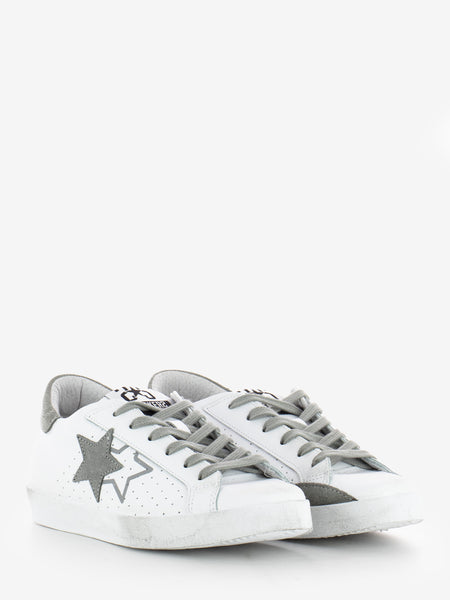 Sneakers in pelle bianco / grigio