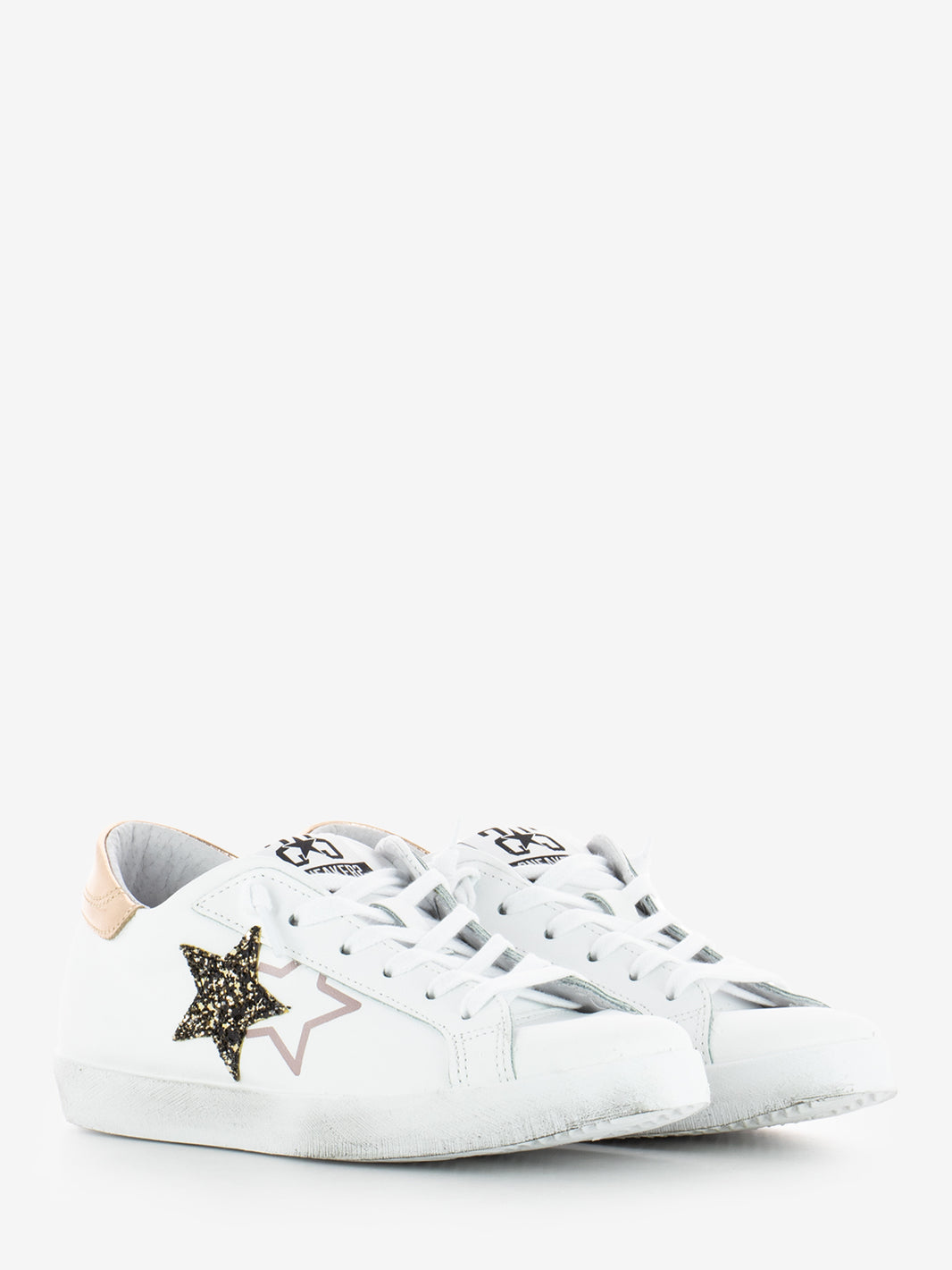 Sneakers Low in pelle bianca / oro