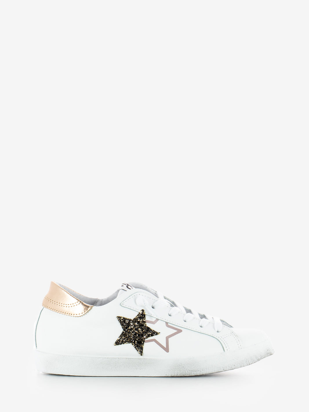 Sneakers Low in pelle bianca / oro
