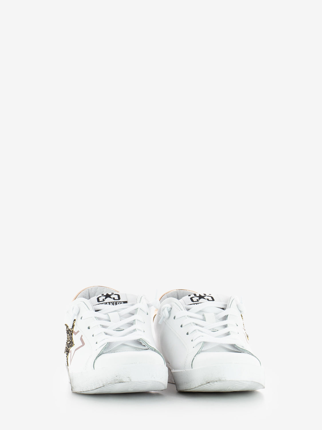 Sneakers Low in pelle bianca / oro