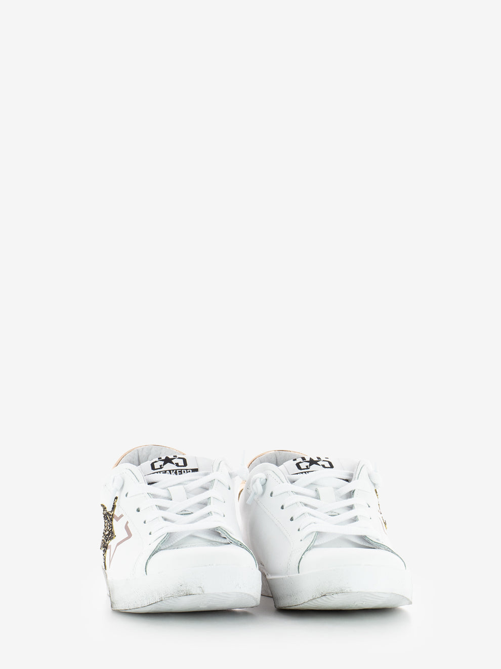 Sneakers Low in pelle bianca / oro