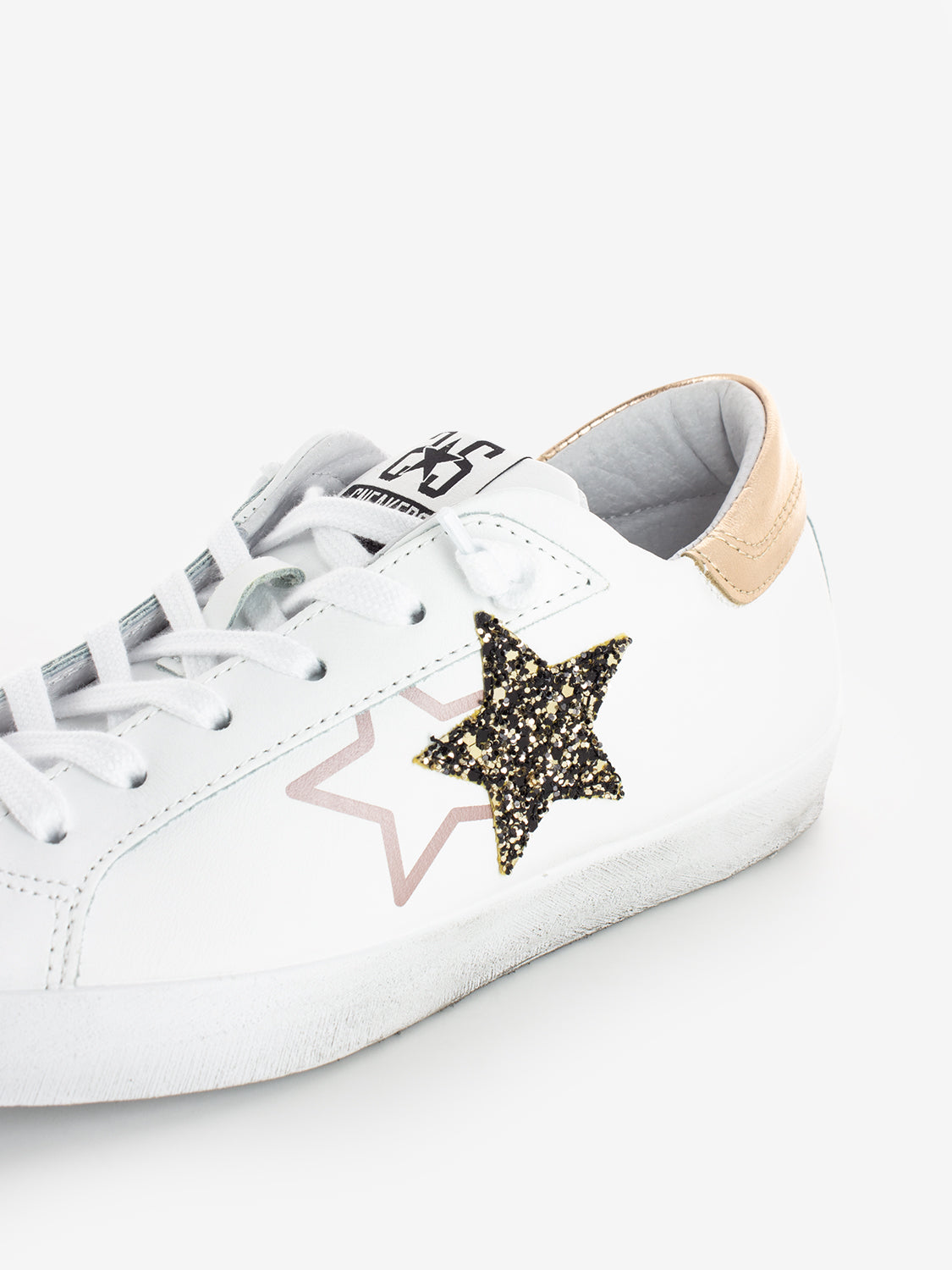 Sneakers Low in pelle bianca / oro
