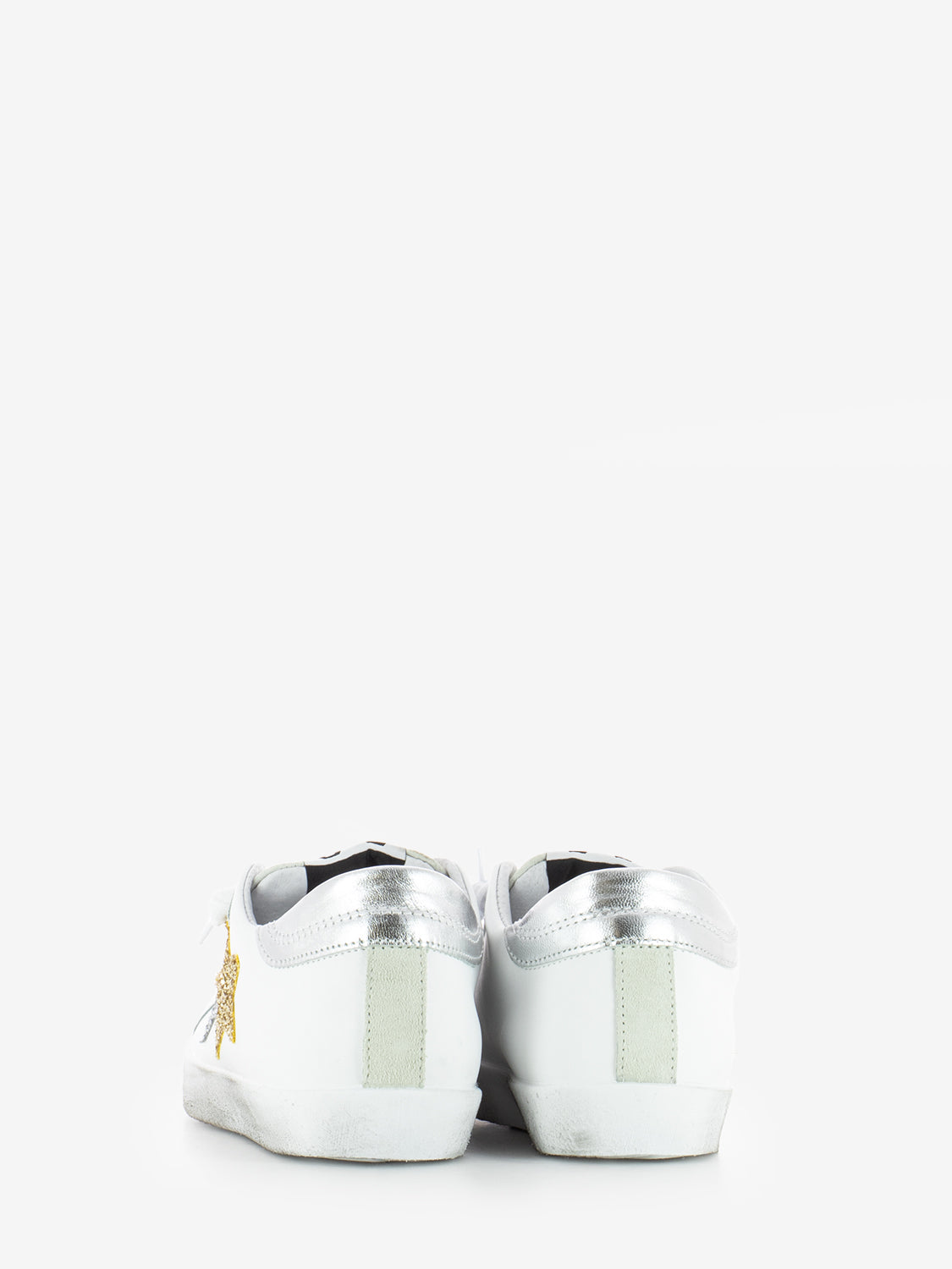 Sneakers Low pelle bianca / oro / argento