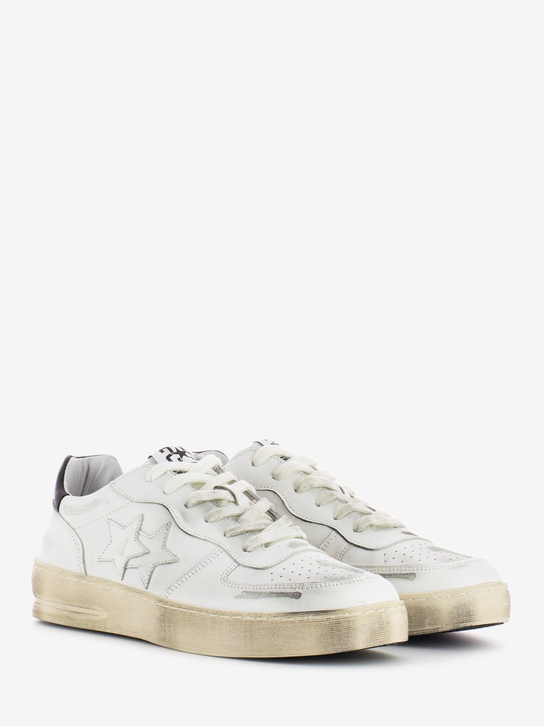 White/Black Leather Padel Sneakers