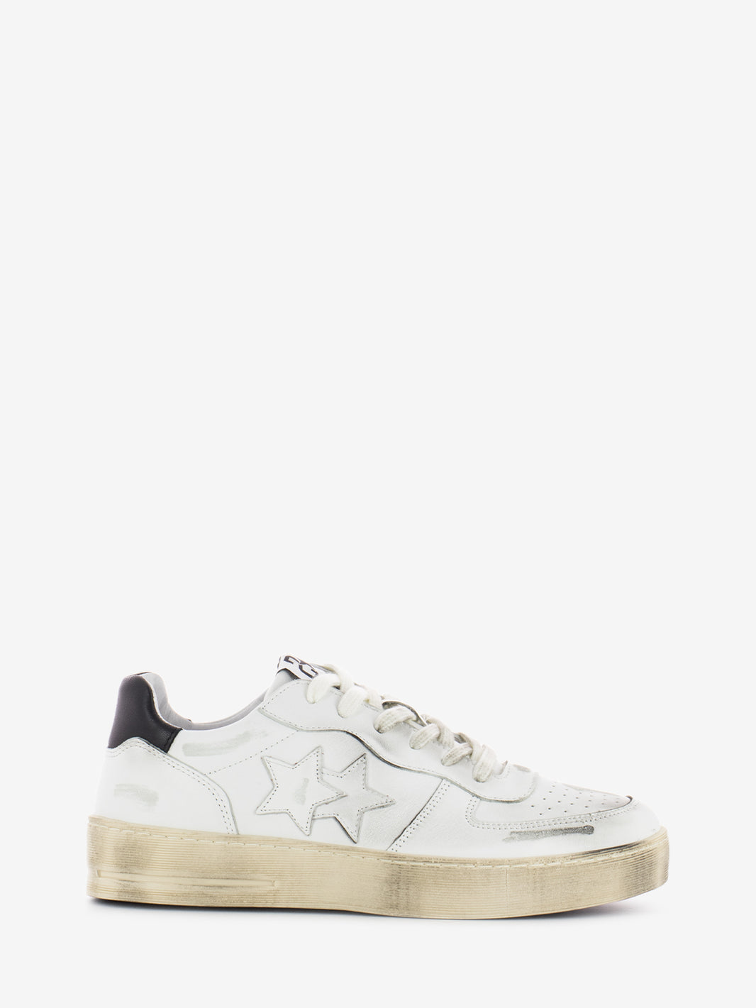 White/Black Leather Padel Sneakers