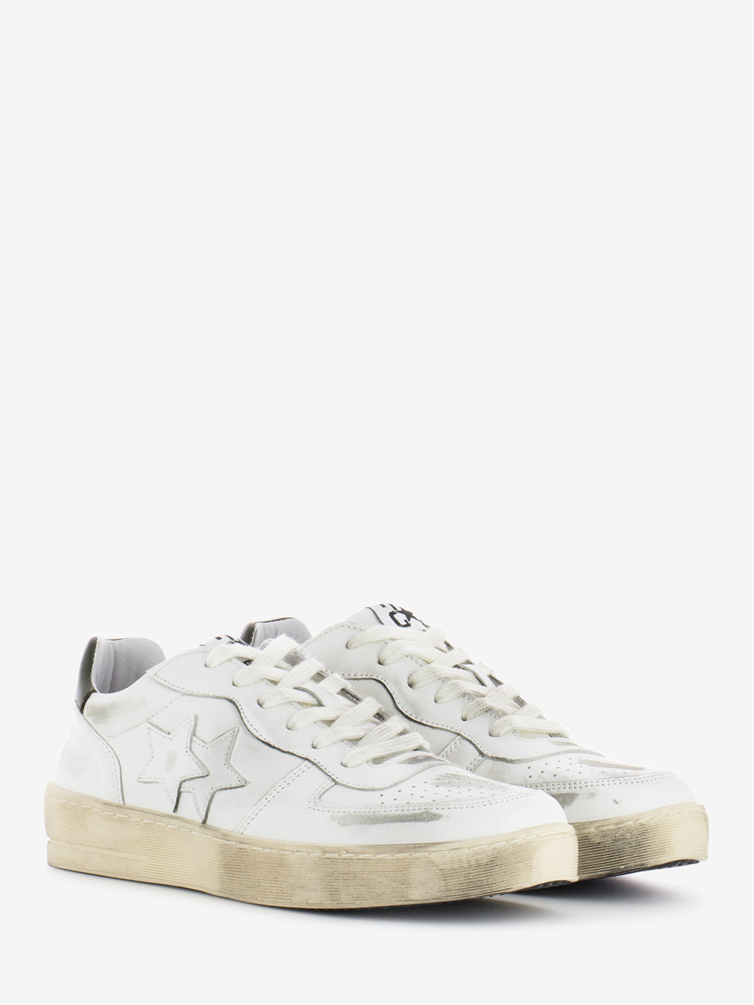 White/Green Leather Padel Sneakers