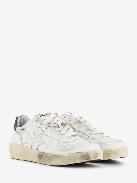 Sneakers Padel pelle bianca / leopard