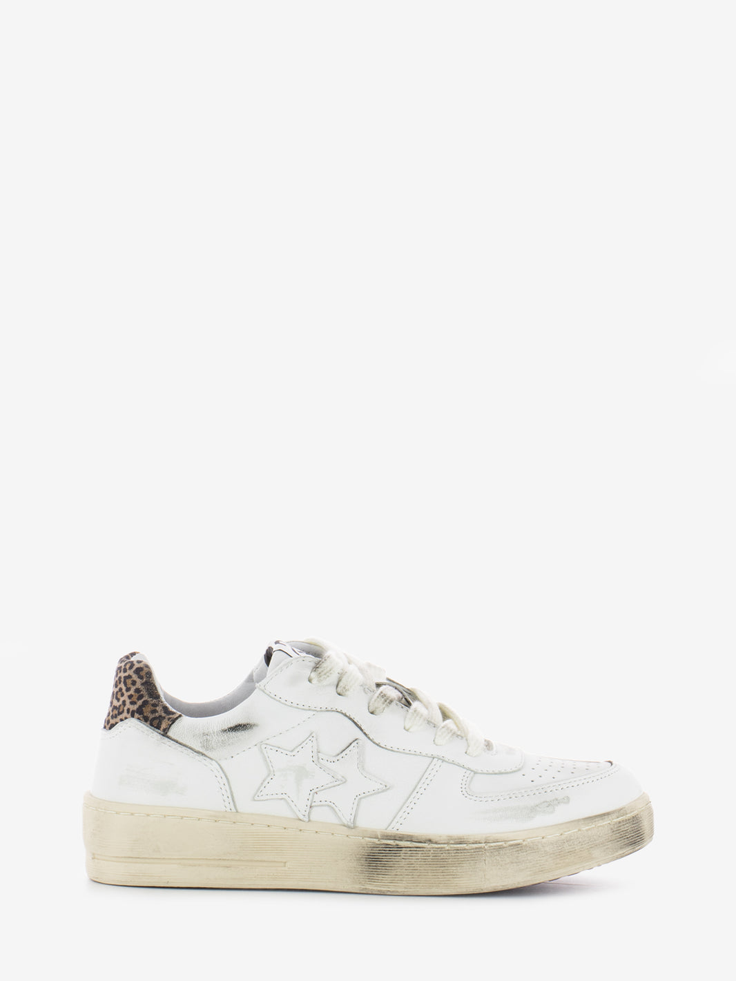 Sneakers Padel pelle bianca / leopard