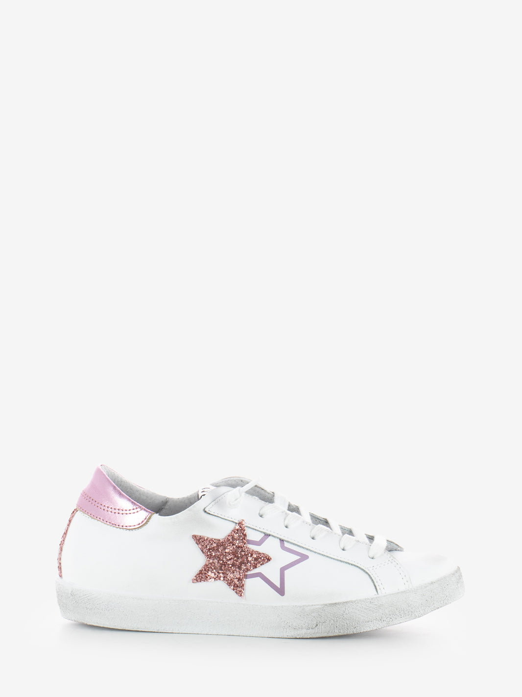 Sneakers pelle bianco / rosa