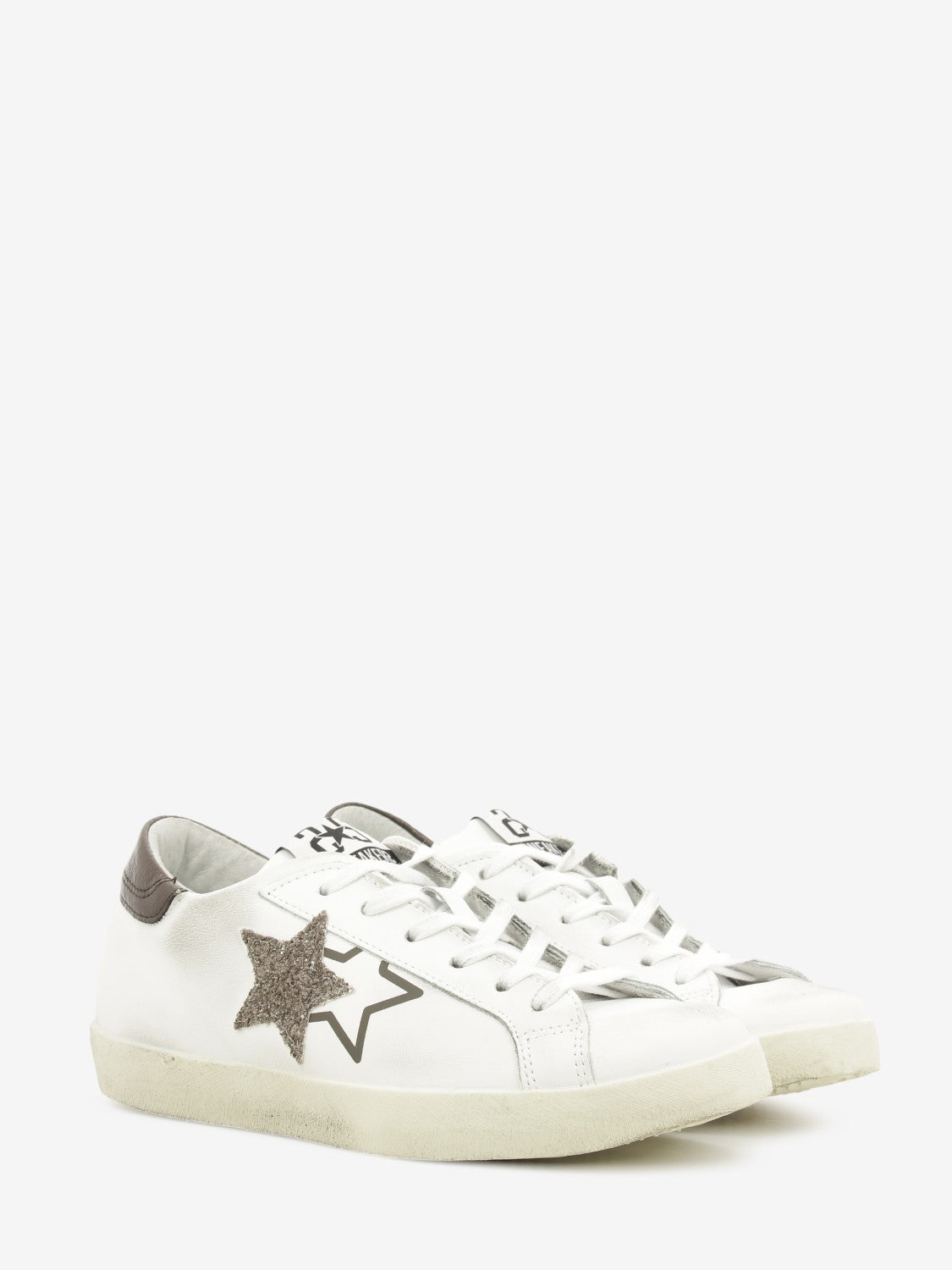 WHITE LEATHER PRIME SNEAKERS BROWN DET. 2SD5283_084