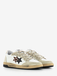 Week star sneakers in white leather / leopard